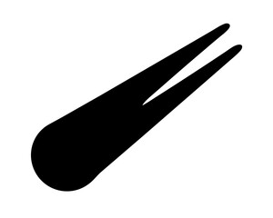 Stylized black and white comet on a clean white background graphic © Atique