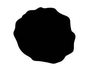 Amorphous black blob shape with irregular edges, isolated on white backdrop