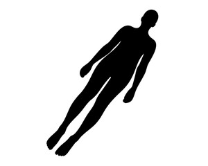 Black Silhouette of a Person Lying Down on a White Background