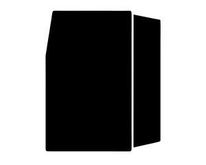 Modern black refrigerator with two doors in a minimalist presentation style