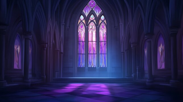 Gothic stained glass window interior