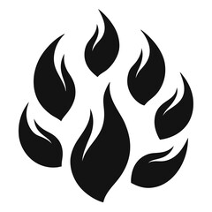 Abstract black flame shapes forming a circular pattern fire