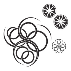 Abstract circular swirl and geometric patterns vector