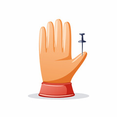 Cartoon Hand with a Push Pin Piercing the Index Finger