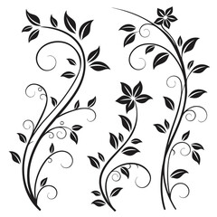 Black floral vines and climbing leaf shapes vector