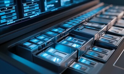 Detailed image of a futuristic computer component keyboard display