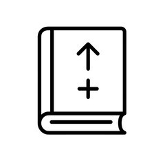 Obraz premium Book with arrow and plus sign symbolizing self-development, outline icon