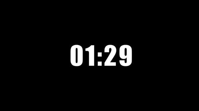 90second simple countdown timer animation. 90 to 0 timer countdown. hud icon loading 90 seconds countdown timer animation on Black background