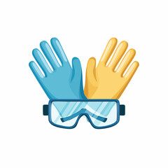 Protective Equipment: Safety Glasses and Two Different Colored Gloves