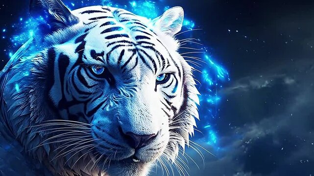 Galaxy Version of white tiger world ,ai generative