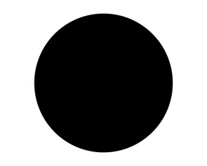 A solitary black circle against a stark white background, simple and bold