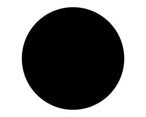 Simple illustration of a solid black circle against a white background plain