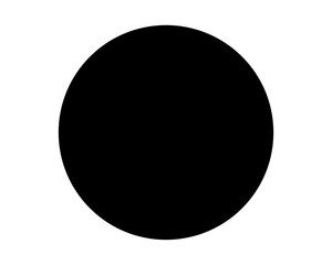 Solid black circle centered on white background creating stark contrast element
