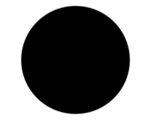 A stark illustration of a black circle on a white background surface