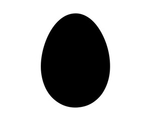 Black eggshaped silhouette on a white background for design purposes