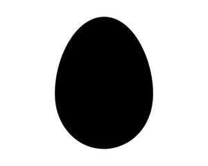 Monochrome minimalistic image of a black egg shape on a white background