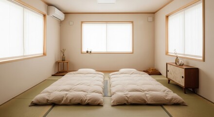 Minimalist bedroom with natural light