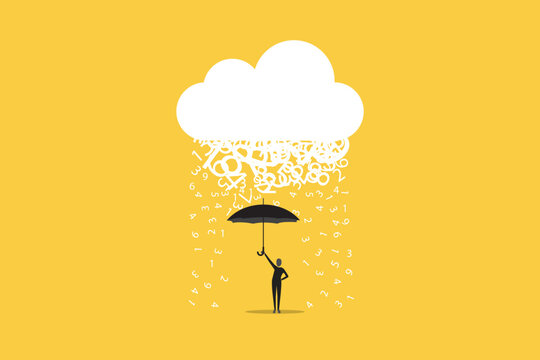 Businessman safe data in the cloud