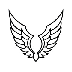 Fototapeta premium Eagle Wing Curved Mandala Edge Vector Line Art Bird Inspired Frame Feather Pattern Outline