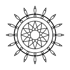Obraz premium Dreamcatcher Pattern Mandala Border Vector Line Art Native Symbol Frame Spiritual Pattern Design