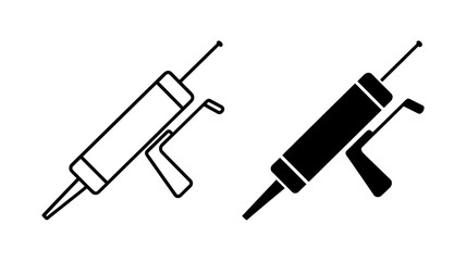 Vector art of a black and white illustration of a caulk gun, a tool used for applying sealant, isolated on white background