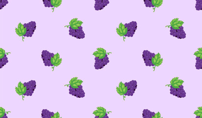 Purple grape seamless pattern Fruit background.