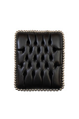 Rectangular frame with black leather , buttoned furniture isolated on white