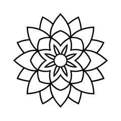 Naklejka premium Minimal Flower Ring Mandala Line Art Vector Simple Floral Outline Frame Modern Decoration