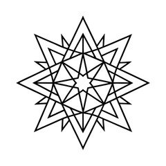 Obraz premium Pentagram Inspired Mandala Edge Vector Line Art Mystical Star Frame Outline Pattern Occult Design