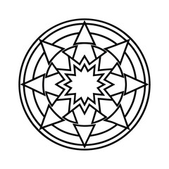 Rune Circle Mandala Line Art Vector Magic Symbol Frame Outline Pattern Spiritual Design