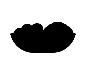 Silhouette of a bowl filled with fluffy contents, a simple graphic representation