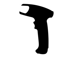 Silhouette of a handheld barcode scanner used for product identification