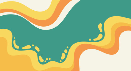 Abstract background features flowing organic shapes in orange and yellow color palette