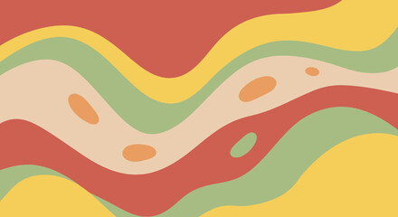 Fototapeta premium Abstract flowing waves of orange, yellow, beige, green, and red colors