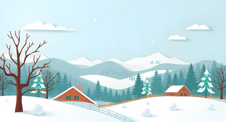 christmas winter landscape, winter cartoon background, snowy landscape cartoon, holiday scene, christmas background, snow village cartoon, winter wonderland, festive landscape, santa theme background,
