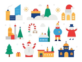 Obraz premium Photo of a festive christmas town scene with snow and buildings