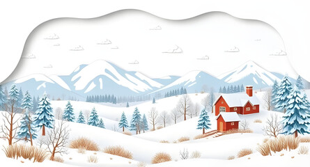 christmas winter landscape, winter cartoon background, snowy landscape cartoon, holiday scene, christmas background, snow village cartoon, winter wonderland, festive landscape, santa theme background,