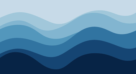 Fototapeta premium Serene blue wavy layers create an abstract background design