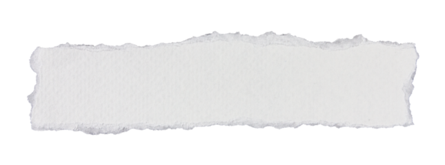 piece of blank white paper texture background torn and ripped on transparent background. document frame design