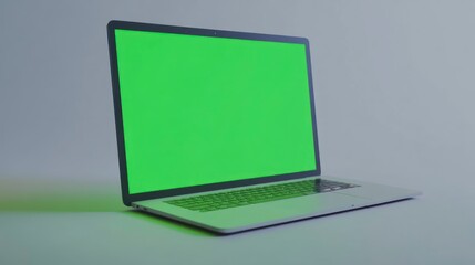 Fototapeta premium Modern laptop with green screen