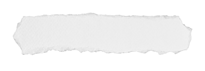 piece of blank white paper texture background torn and ripped on transparent background. document frame design