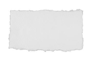 piece of blank white paper texture background torn and ripped on transparent background. document frame design