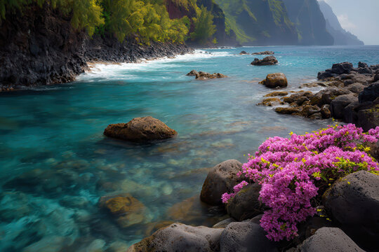 capture vibrant essence of hawaiis unique wildlife and lush ecosystems in breathtaking scene