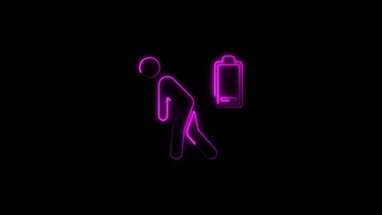 Depleted human silhouette with low battery symbol depicting fatigue and exhaustion concept