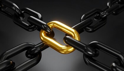 Obraz premium Intertwined chains, gold link