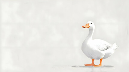 Fototapeta premium White duck illustration on light gray background