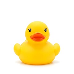 A delightful rubber duck, a classic symbol of bath time fun, sits invitingly in a studio shot, ready to bring a splash of joy.