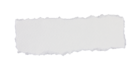 piece of blank white paper texture background torn and ripped on transparent background. document frame design