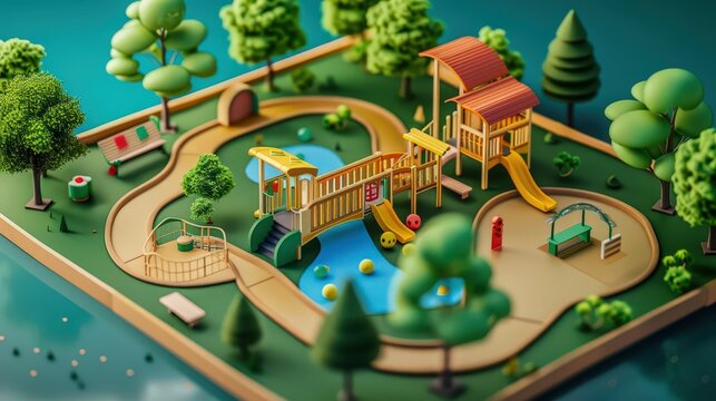 isometric D accessible playground with ramps .