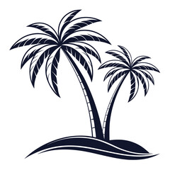 Obraz premium Dark Blue Palm Tree Silhouette Vector Illustration on White Background